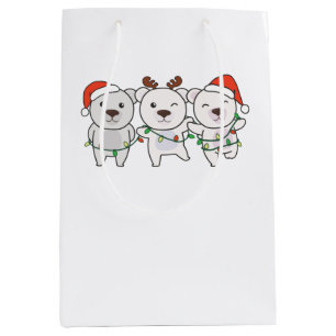 Polar Bear Christmas Animals Cute Polar Bear Medium Gift Bag