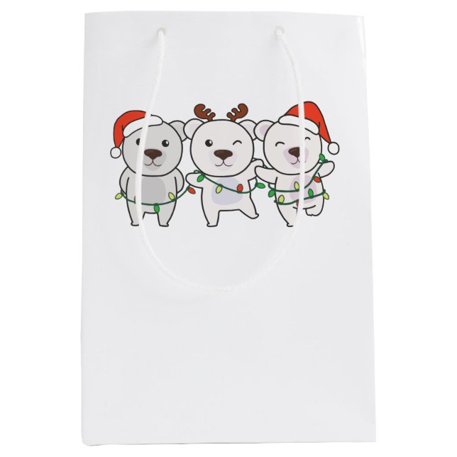 Polar Bear Christmas Animals Cute Polar Bear Medium Gift Bag (Front)