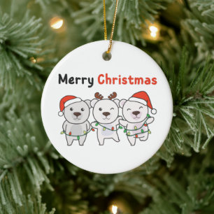 Polar Bear Christmas Animals Polar Bears Merry Ceramic Tree Decoration