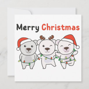 Polar Bear Christmas Animals Polar Bears Merry Inv Invitation