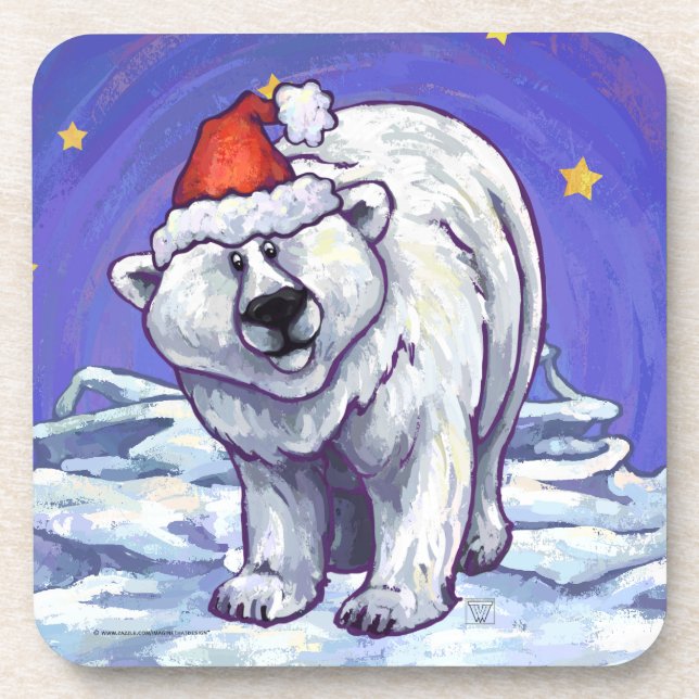 Polar Bear Christmas Coaster (Front)