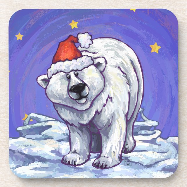 Polar Bear Christmas Coaster (Front)