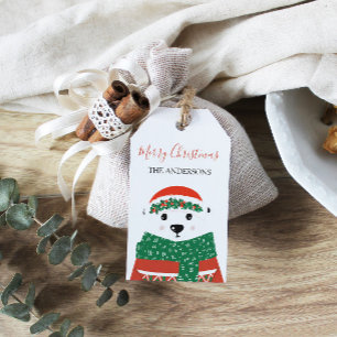 Polar Bear Christmas Family Name  Gift Tags