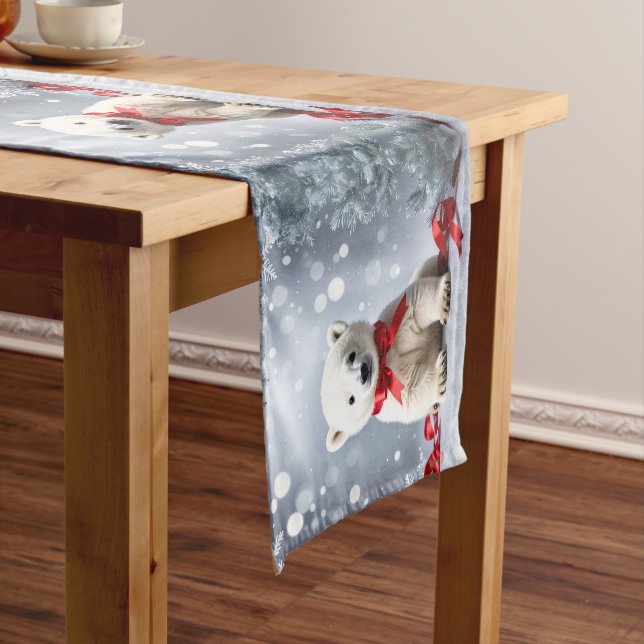 Polar Bear Christmas Holiday Table Runner (In Situ)