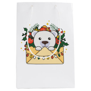 Polar Bear Christmas Letter Winter Animals Polar Medium Gift Bag