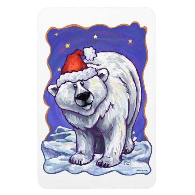 Polar Bear Christmas Magnet (Vertical)