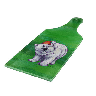 Polar Bear Christmas On Green Cutting Board