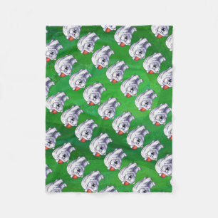 Polar Bear Christmas On Green Fleece Blanket