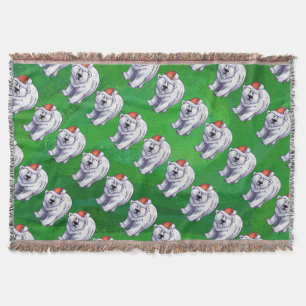 Polar Bear Christmas On Green Throw Blanket