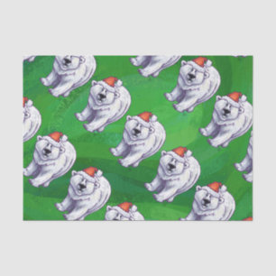 Polar Bear Christmas On Green Tissue Paper