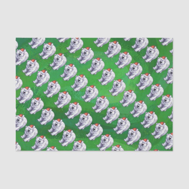 Polar Bear Christmas On Green Tissue Paper (Front)