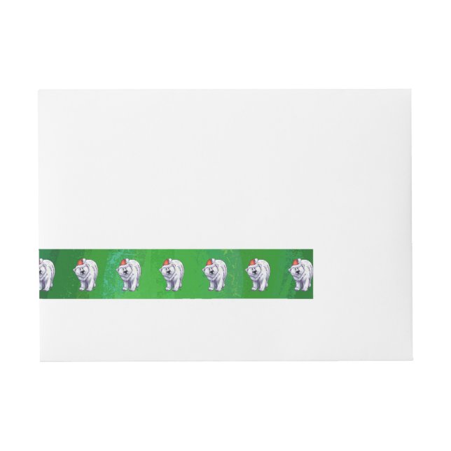 Polar Bear Christmas On Green Wraparound Address Label (Front)