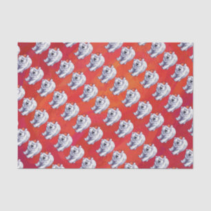 Polar Bear Christmas On Red Tissue Paper