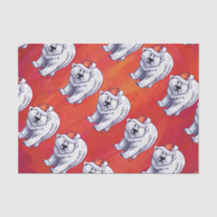 Polar Bear Christmas On Red Tissue Paper