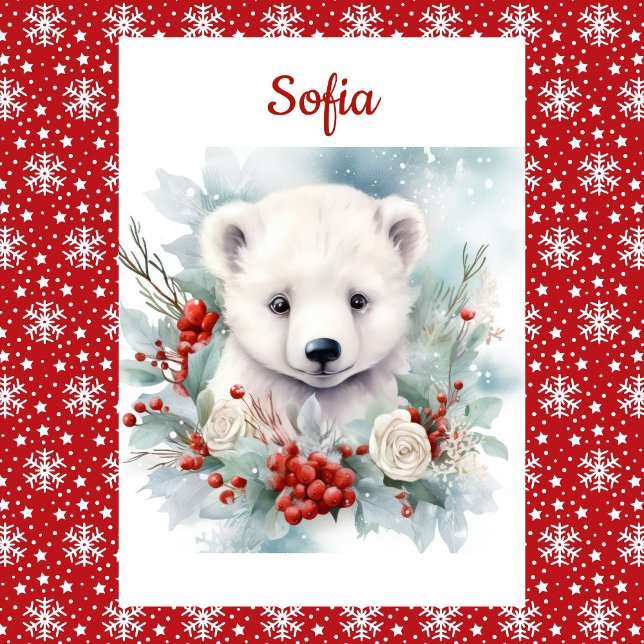 Polar Bear Christmas Personalise Name & Greeting Holiday Card (Creator Uploaded)