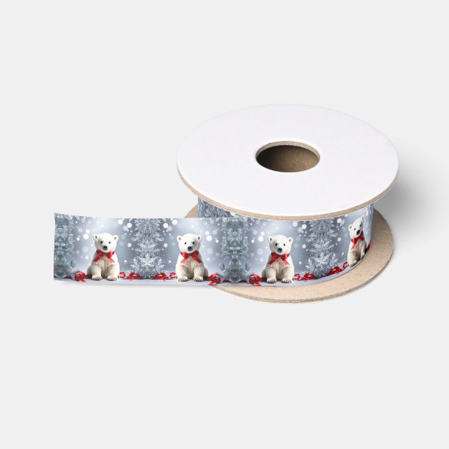 Polar Bear Christmas Satin Ribbon (Spool)