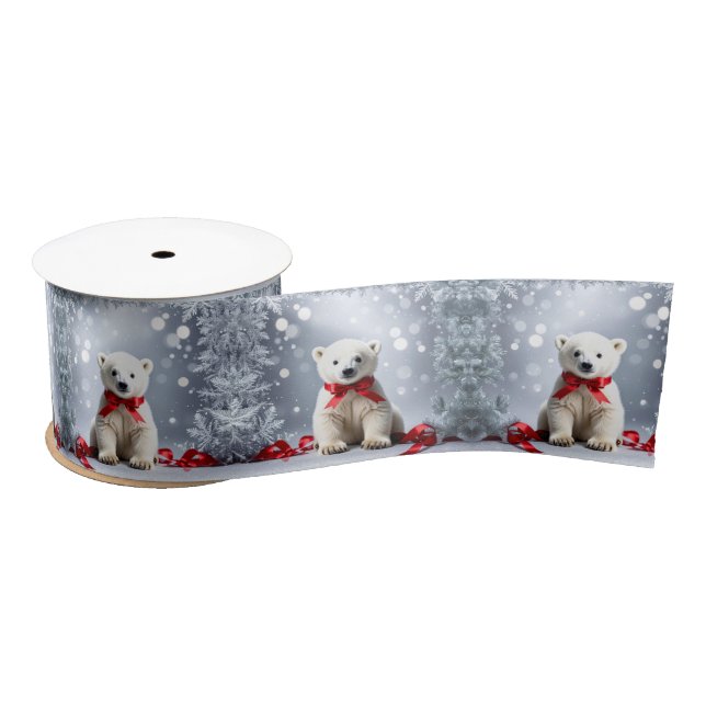 Polar Bear Christmas Satin Ribbon (Spool)