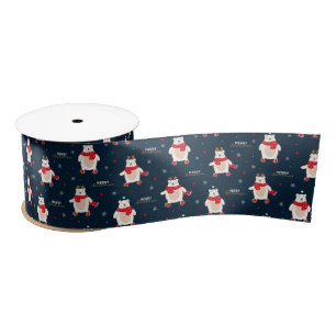 Polar Bear Christmas Satin Ribbon