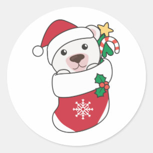 Polar Bear Christmas Snow Winter Animals Polar Classic Round Sticker