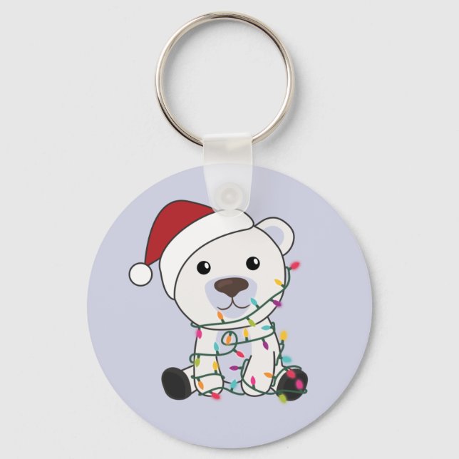Polar Bear Christmas Snow Winter Animals Polar Key Ring (Front)