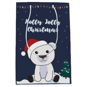 Polar Bear Christmas Snow Winter Animals Polar Med Medium Gift Bag