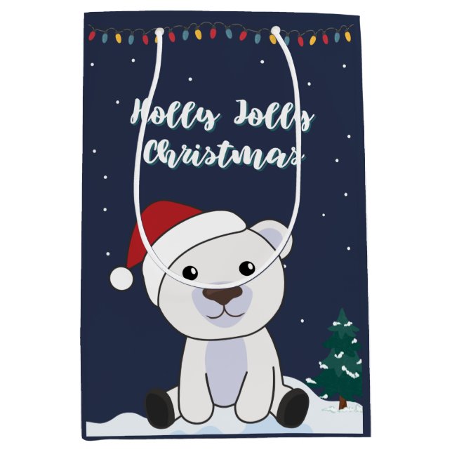 Polar Bear Christmas Snow Winter Animals Polar Med Medium Gift Bag (Front)