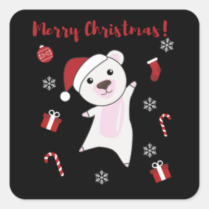 Polar Bear Christmas Snow Winter Animals Polar Square Sticker