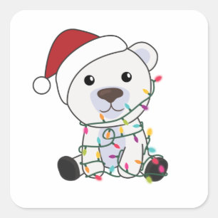 Polar Bear Christmas Snow Winter Animals Polar Square Sticker