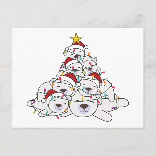 Polar Bear Christmas Tree Funny Animal Christmas P Postcard (Front)