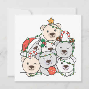 Polar Bear Christmas Tree Funny Animal Xmas Holiday Card