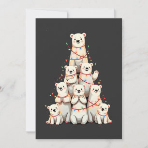Polar Bear Christmas Tree Merry Christmas Xmas Invitation