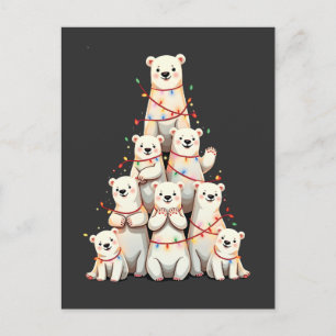 Polar Bear Christmas Tree Merry Christmas Xmas Invitation Postcard