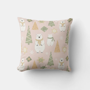Polar Bear Christmas Trees and Cookies Rose Cushion