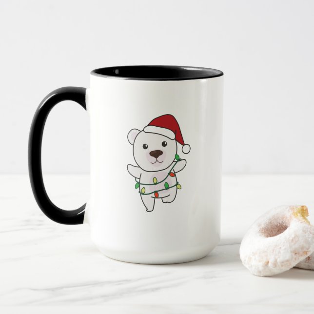 Polar Bear Christmas Winter Animals Polar Bears Mug (With Donut)