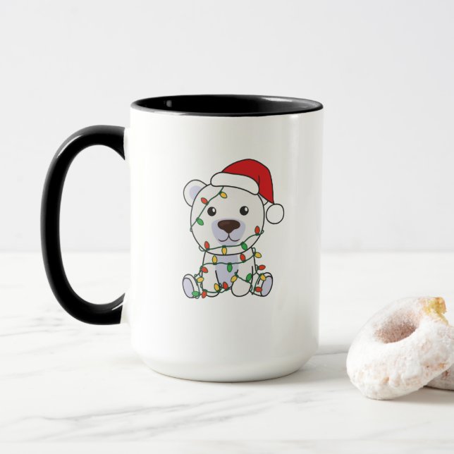 Polar Bear Christmas Winter Animals Polar Bears Mug (With Donut)