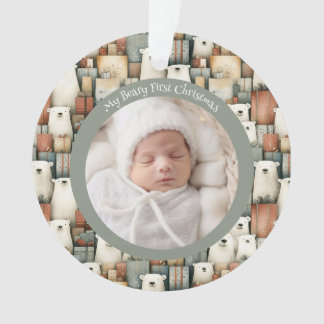 Polar Bear Circle Holiday Acrylic Ornament