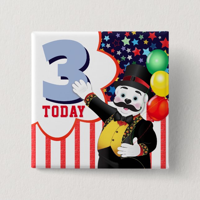 Polar Bear Circus Kids Birthday Party 15 Cm Square Badge (Front)