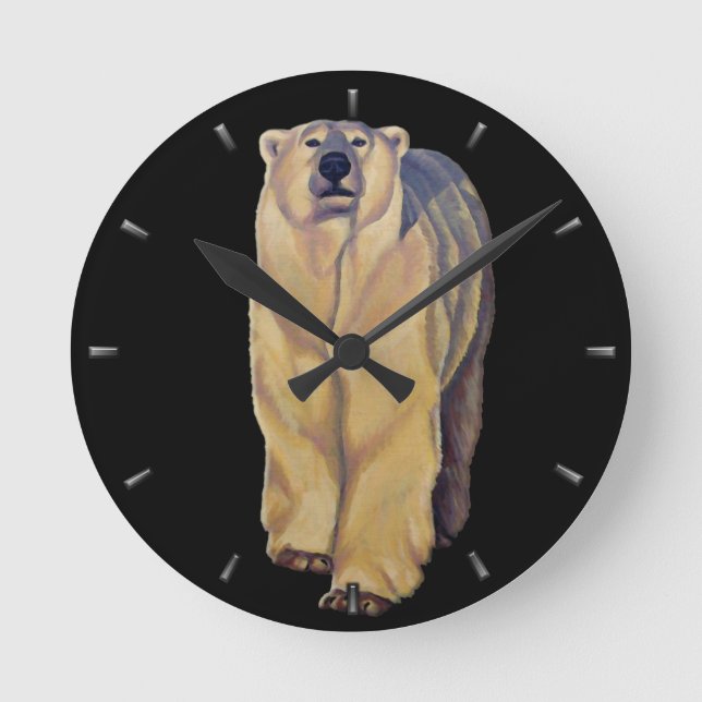 Polar Bear Clock Bear Art Wall Clocks Bear Decor (Front)