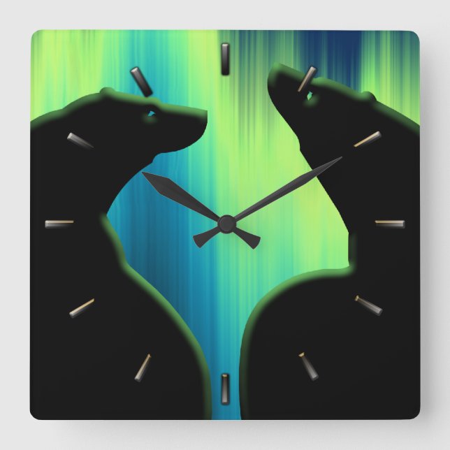 Polar Bear Clock Cool Native Bear Art Wall Clock (Front)