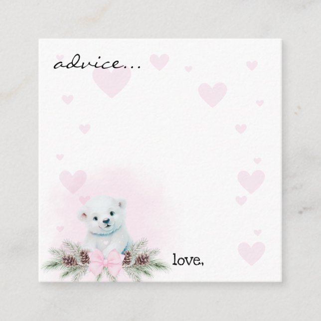 Polar Bear Cub Baby Shower Advice for Mummy Cards (Front)