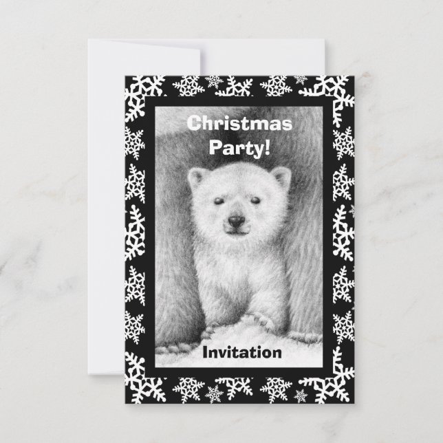 Polar Bear Cub Christmas Party Invitation (Front)
