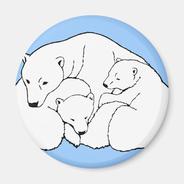 Polar Bear & Cub Fridge Magent Wildlife Art Gifts Magnet (Front)