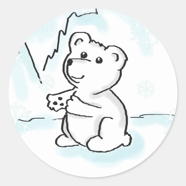 Polar Bear Cub Needs a Hug Illustration Stickers (Front)