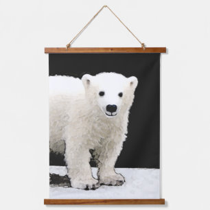 Polar Bear Cub Painting - Oiginal Wildlife Art Hanging Tapestry