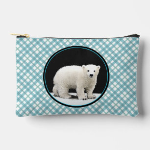 Polar Bear Cub Painting Original Wildlife Art Accessory Pouch