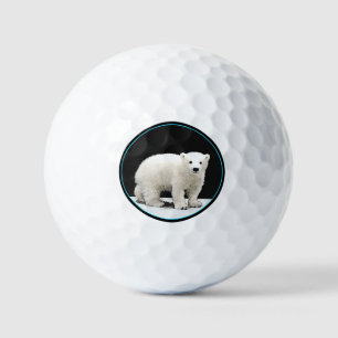 Polar Bear Cub Painting - Original Wildlife Art Golf Balls