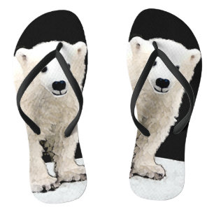 Polar Bear Cub Painting - Original Wildlife Art Jandals