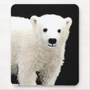 Polar Bear Cub Painting - Original Wildlife Art Mouse Pad