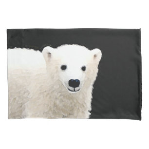 Polar Bear Cub Painting - Original Wildlife Art Pillowcase