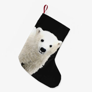 Polar Bear Cub Painting - Original Wildlife Art Small Christmas Stocking